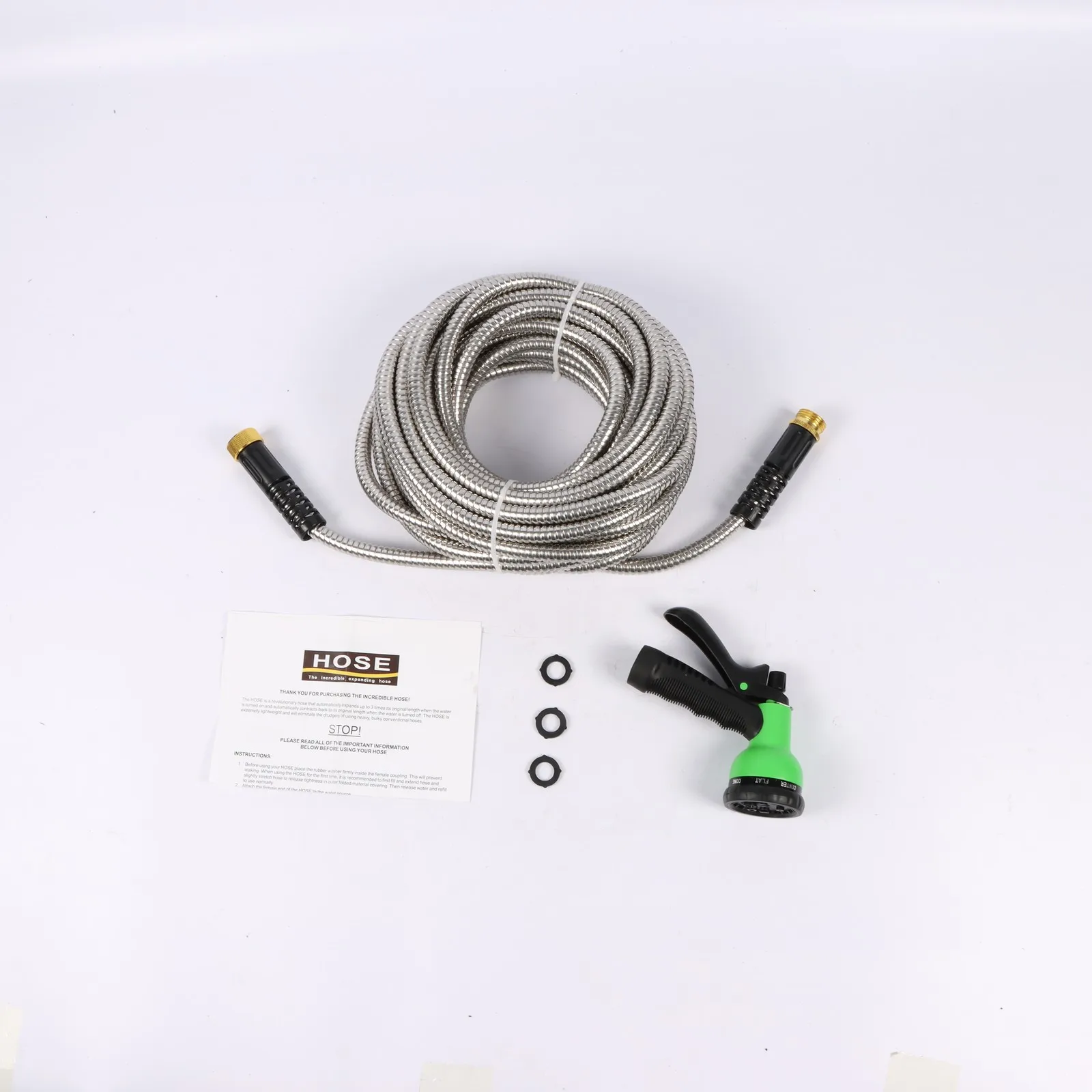 1Set Stainless Steel Retractable Garden Water Pipe 15m 50ft FOR Car
