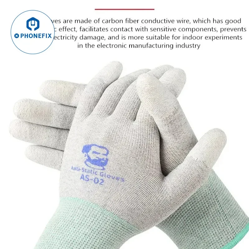 MECHANIC AS02 Durable Anti-static Carbon Fiber Gloves PU Coating Layer Electronic Parts Tablet Phone Repair Protective Gloves