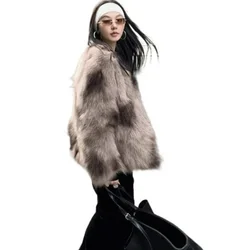 2023 Winter New Women Mid-Length Imitation Marten Overcoat Fashion Loose Warm Faux Fur Coat Female Temperament Casual Outcoat