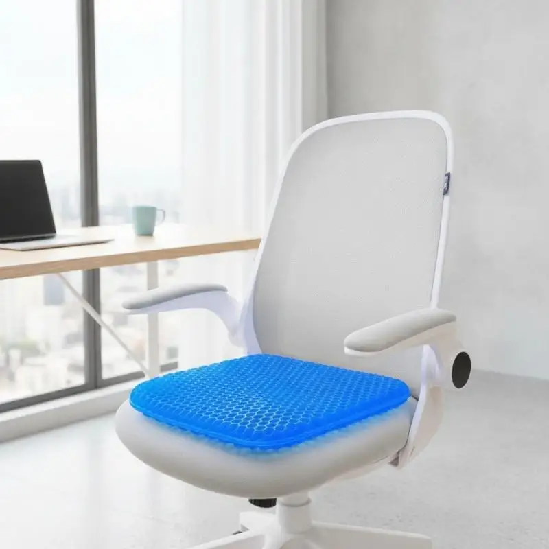 Gel Seat Cushion Honeycomb Design Summer Breathable Soft Pressure Relief Pad for Travel Camping Office Use
