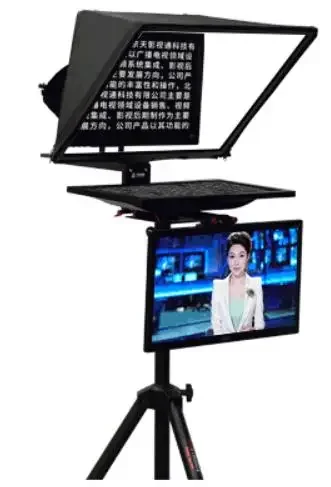 TS2200 teleprompter 22นิ้วหน้าจอคู่ Civil พร้อมซอฟต์แวร์สตูดิโอควบคุมระยะไกลบนกล้อง