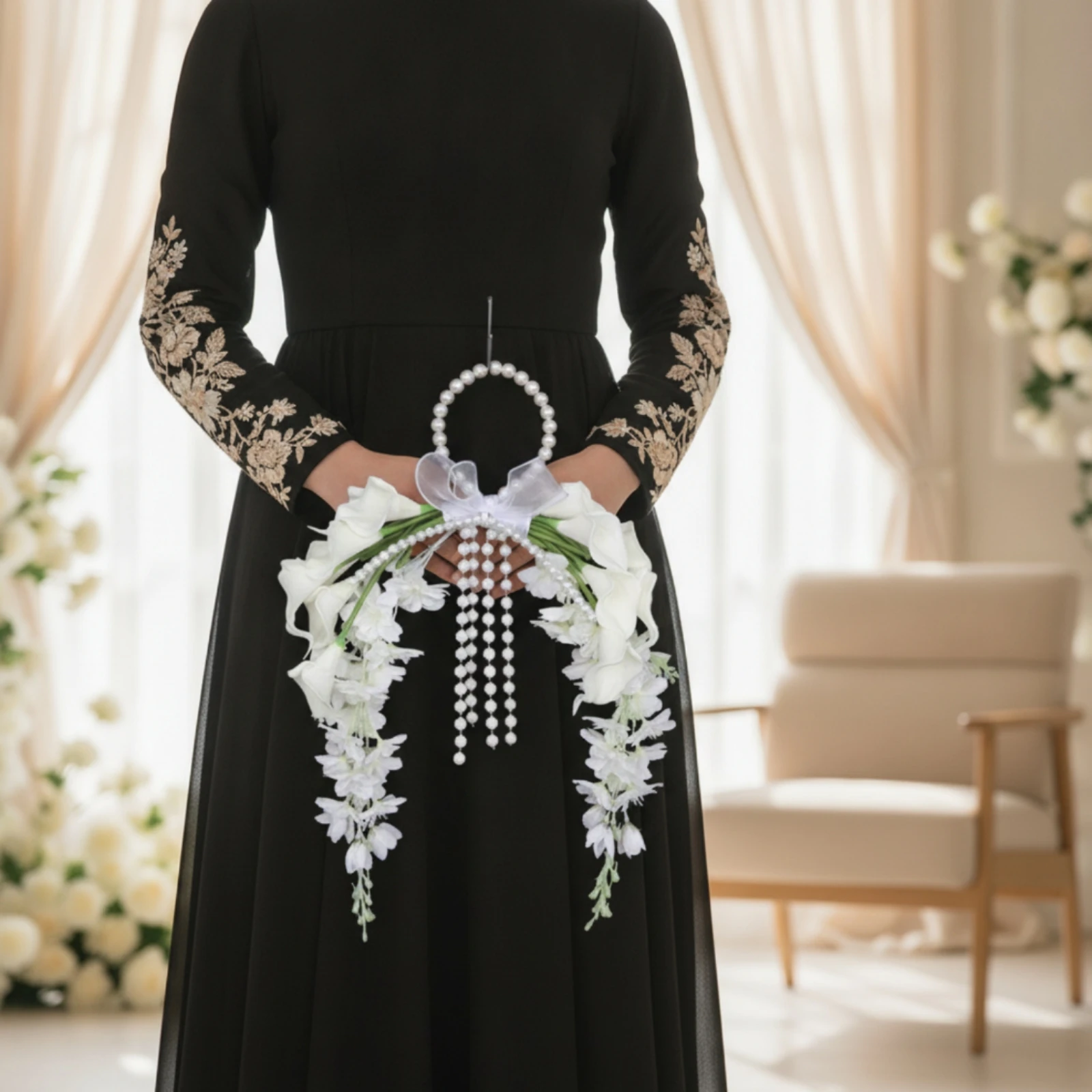 buque-de-noiva-com-perolas-buque-branco-com-cabo-de-perolas-arranjo-de-flores-artificiais-flores-falsas-classicas-para-noivas