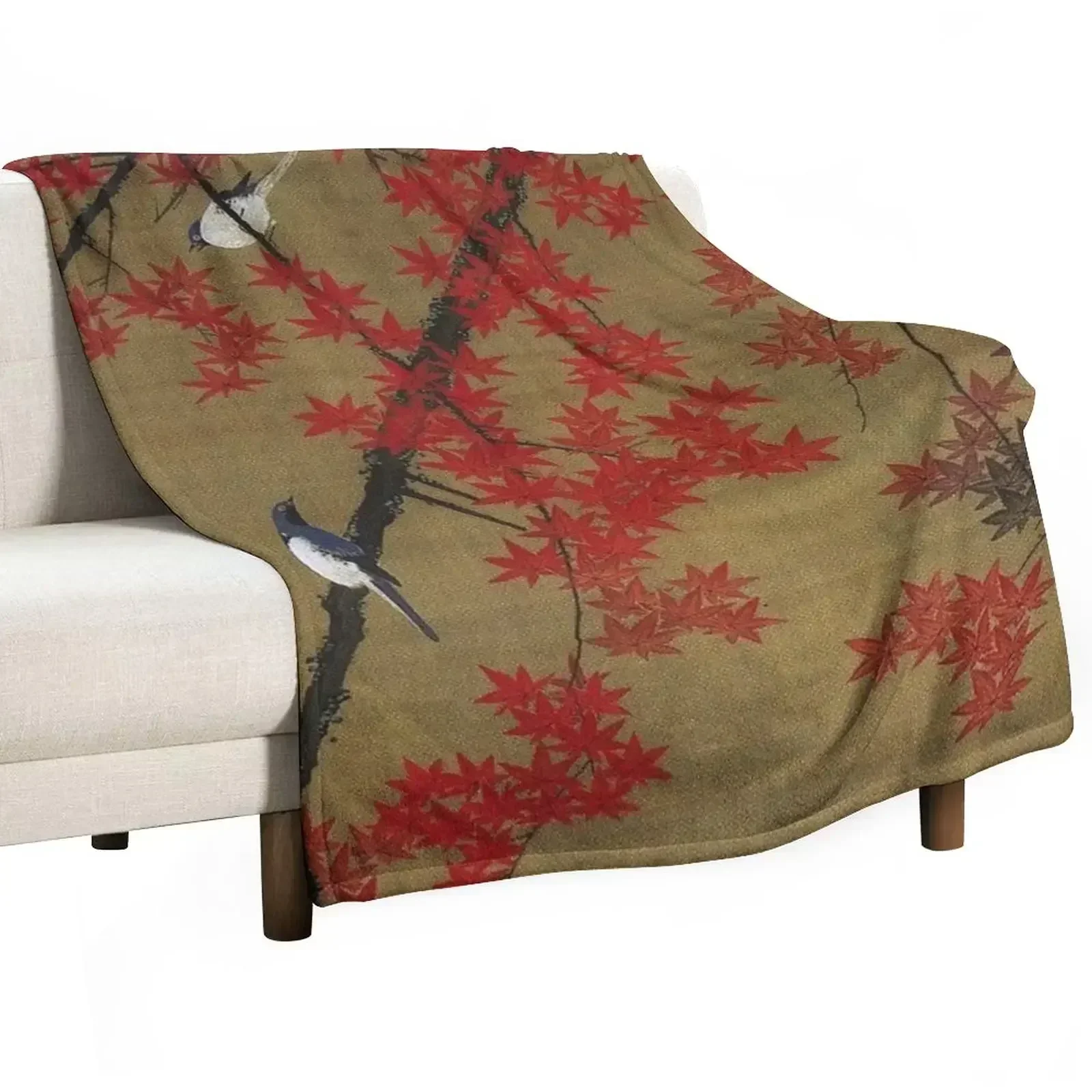 New Favourite Artist - Jakuchu Ito - Maple Tree & Small Birds Throw Blanket Weighted Decorative Beds Sofa Throw Plush Blankets