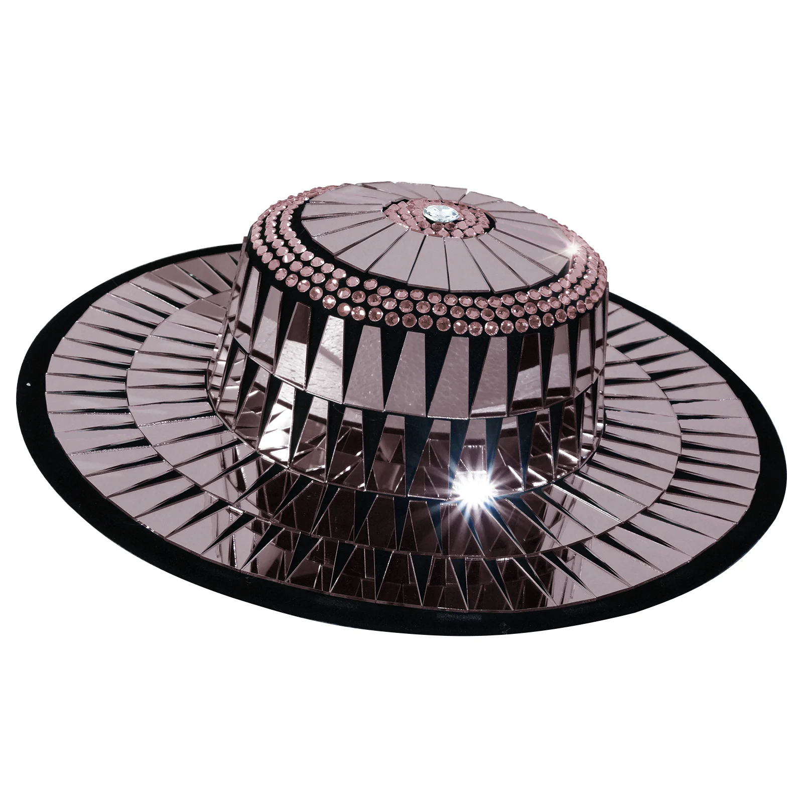 لامعة الماس متجمد جولة الجاز الأسود مرآة قبعة المرحلة حفلة عيد ميلاد أداء الكرة الرقص المغني زي تغيير Queenoutfit #3