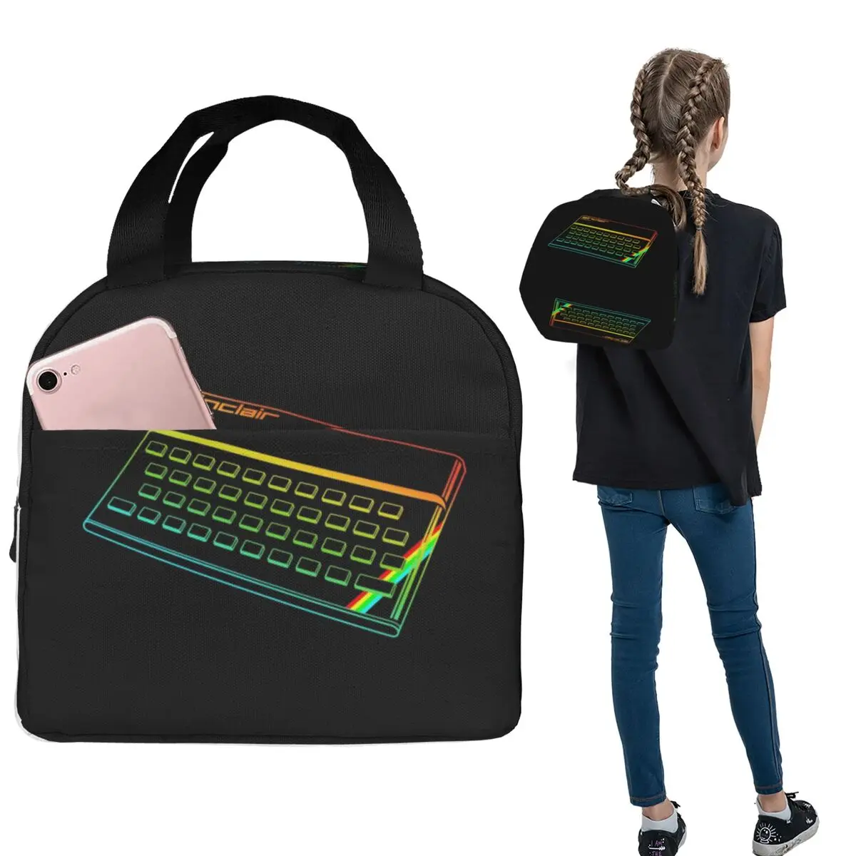 

Термосумка для обедов ZX Spectrum для женщин и детей, портативная термосумка для еды, термосумка-тоут