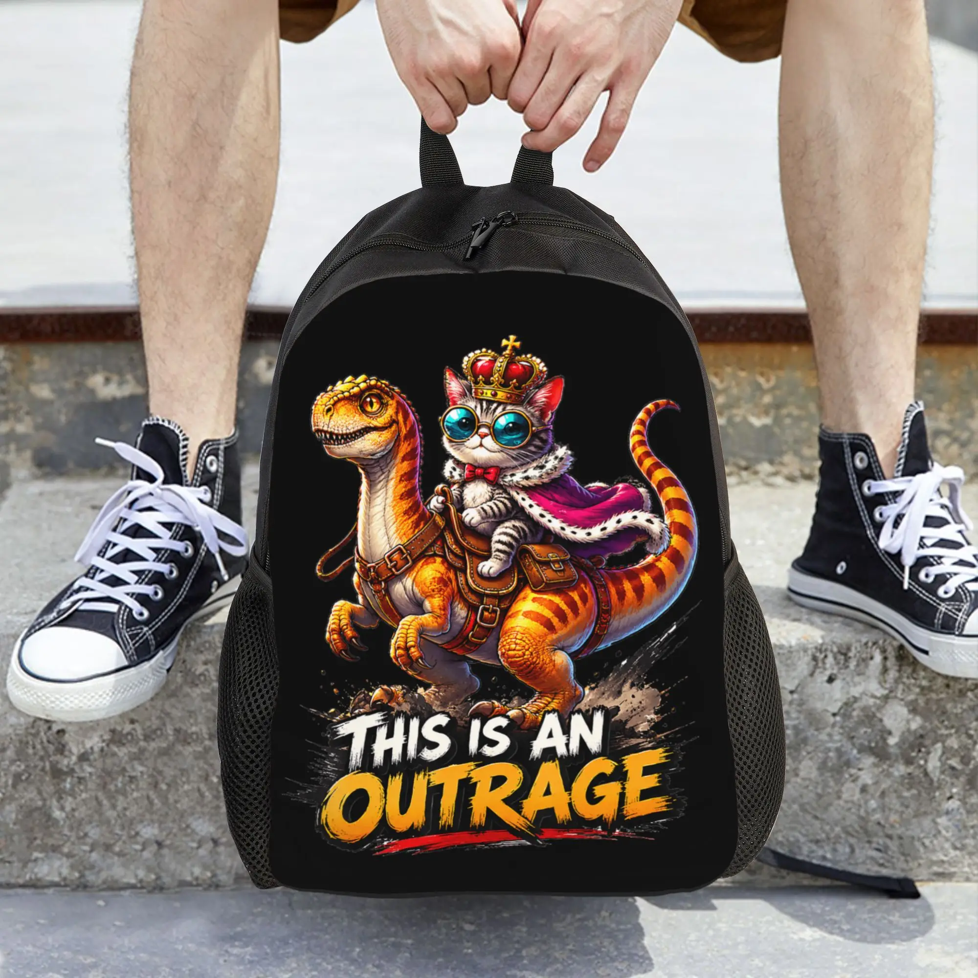 Princess Cat Donut Gold Backpack  College Backpacks Student Streetwear School Bags Designer Print Rucksack