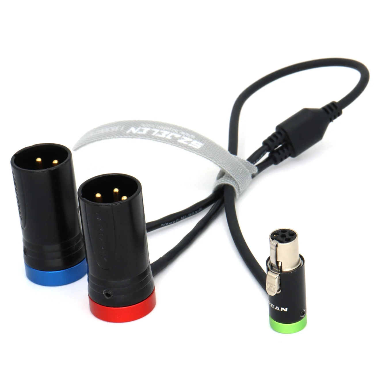 Low-profile ta5f mini XLR 5-pin female to two low-profile XLR NEUTRIK 3-pin XLR male connectors for Zaxcom qrx200 audio cables