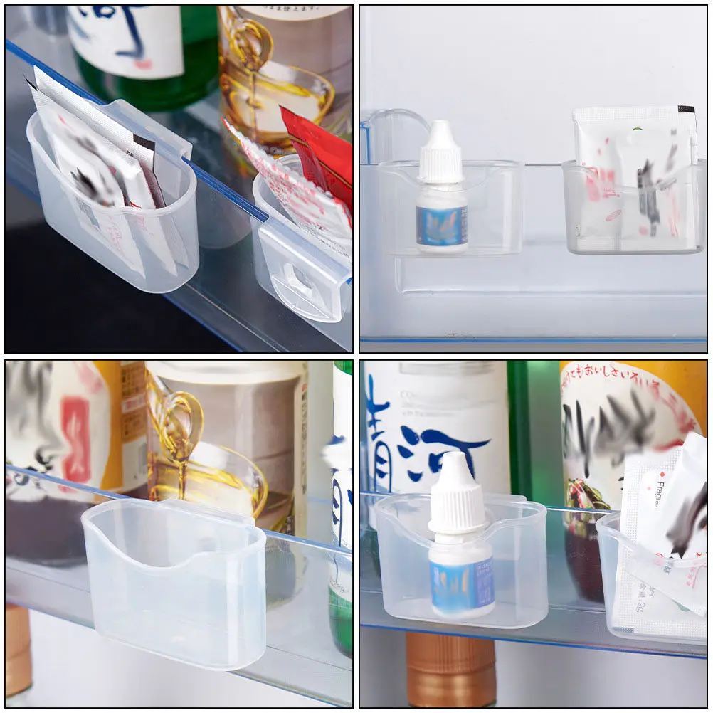Mini Fridge Hanging Organizer 4 Piece Set PP Seasoning Packet Holder for Kitchen Home Office Bedroom