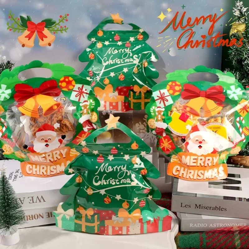 20/5pcs Christmas Gift Bag for Candy Chocolate Cookie Nougat Biscuit Wrapper Packing Gift for 2025 New Year Party Decorations