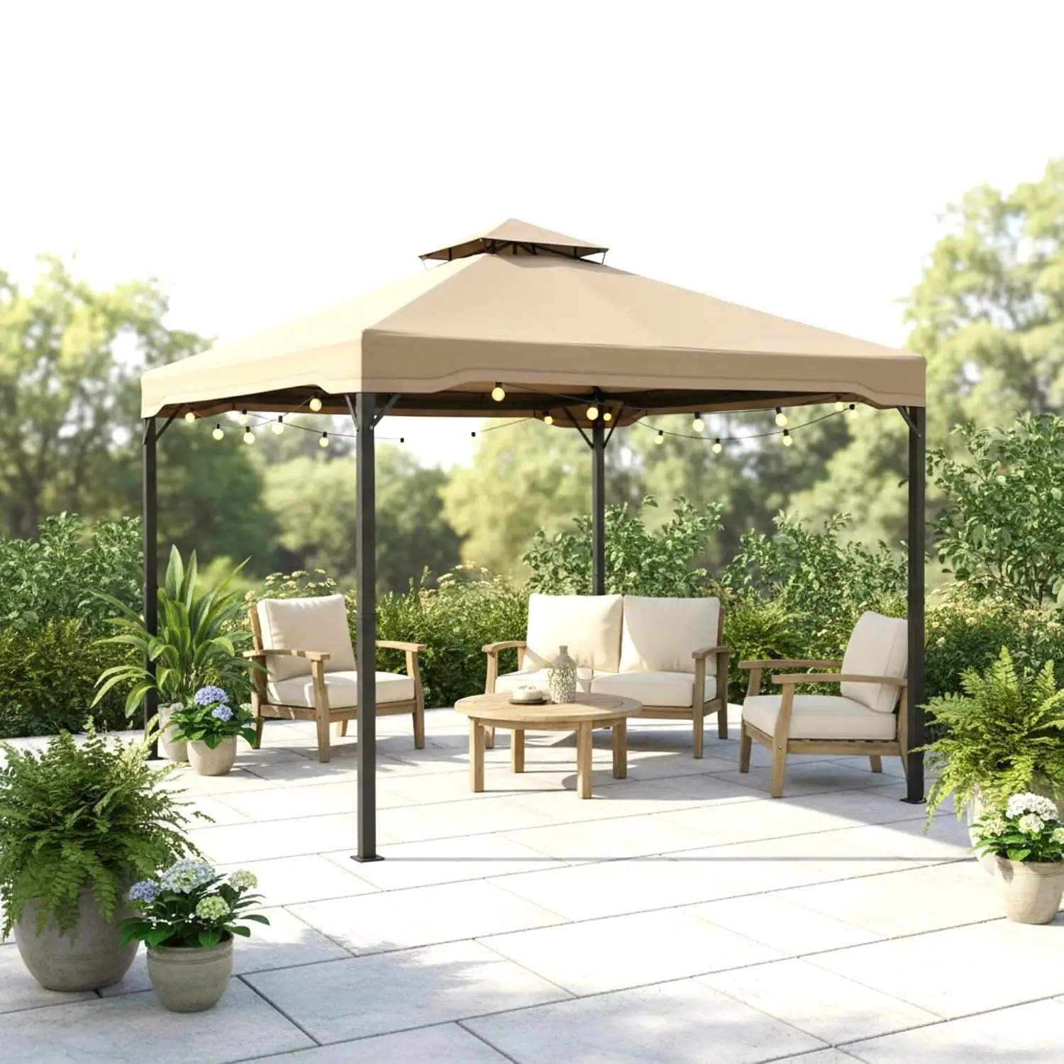Reinforced Replacement Gazebo Canopy Top Cover 10'x10' Riplock 350 UV Resistant Water Resistant Outdoor Patio, Customized