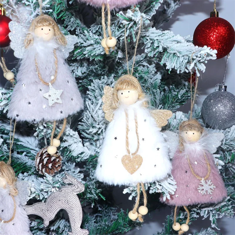 Christmas Decoration Angel Doll Pendant Plush Angel Pendant for Christmas Party New Year Birthday Party Wedding Decoration