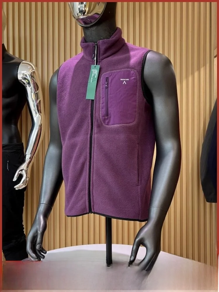 

Outdoor Mountain Series Fce Lined Zipper Vest Lightweight Spor Quilted Vest for Couples Men Women Warm Stand Collar