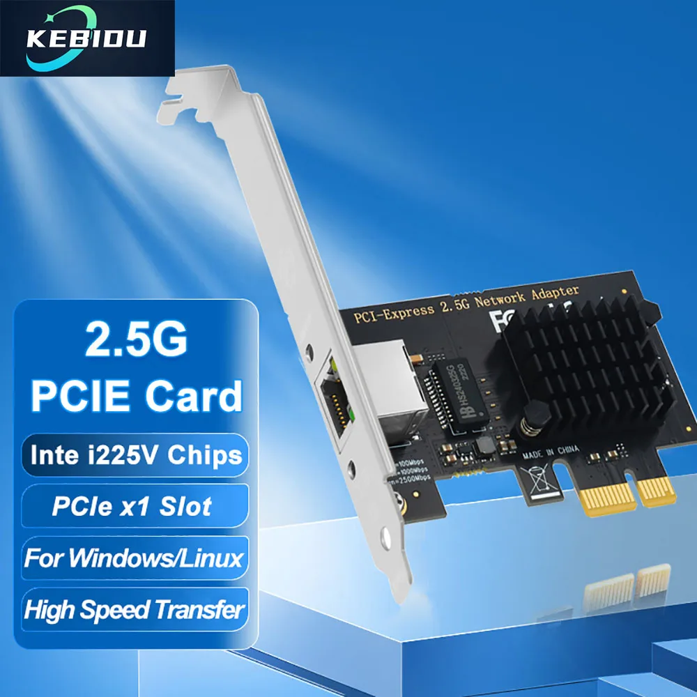 

100/1000/2500Mbps PCI Express Network Card 2.5Gbps Gigabit Ethernet Adapter Inte i225V Chips PCI-E to RJ45 Card for PC Desktop