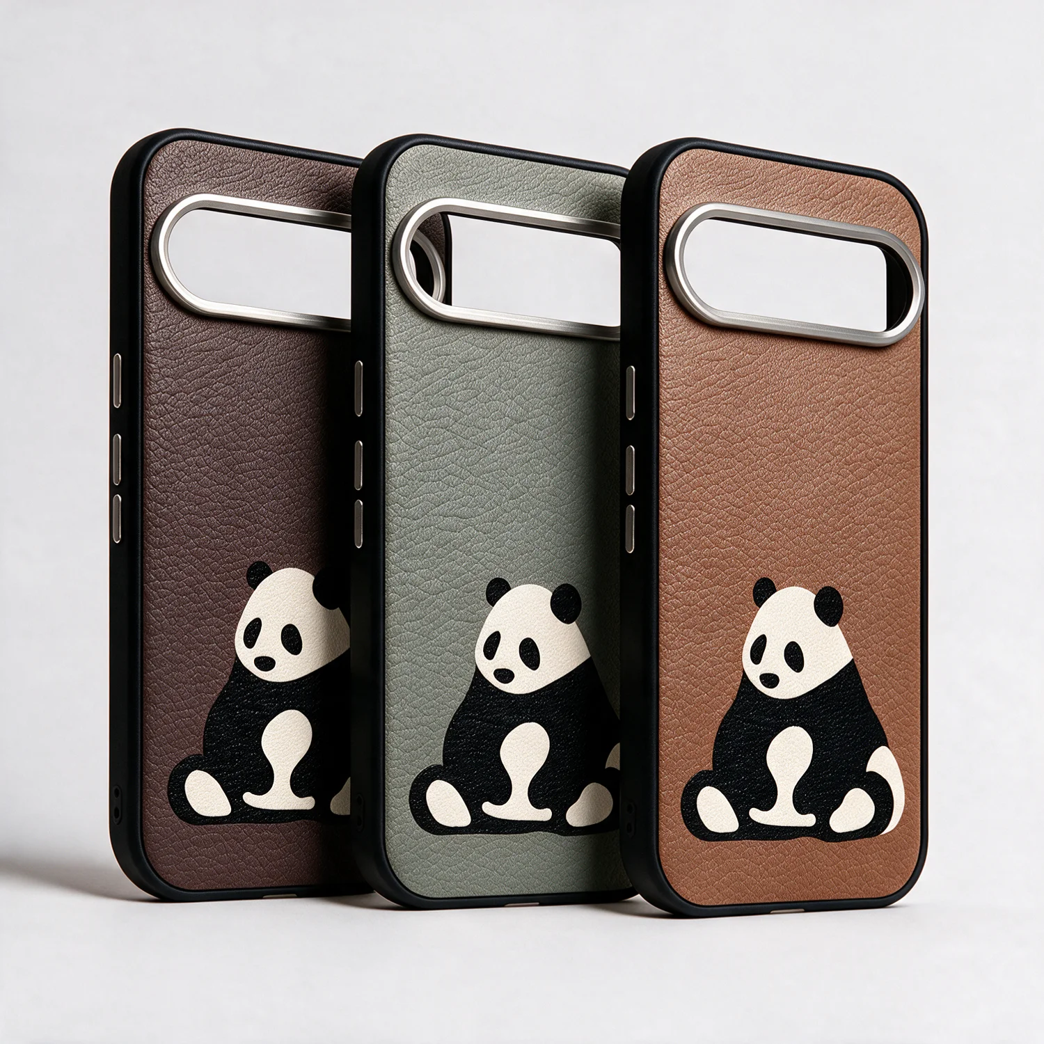 For Google Pixel 9 10 Pro XL Case Luxury Leather Phone Sheepskin Genuine Leather with Pattern Design Pixel 10Pro Panda Cover