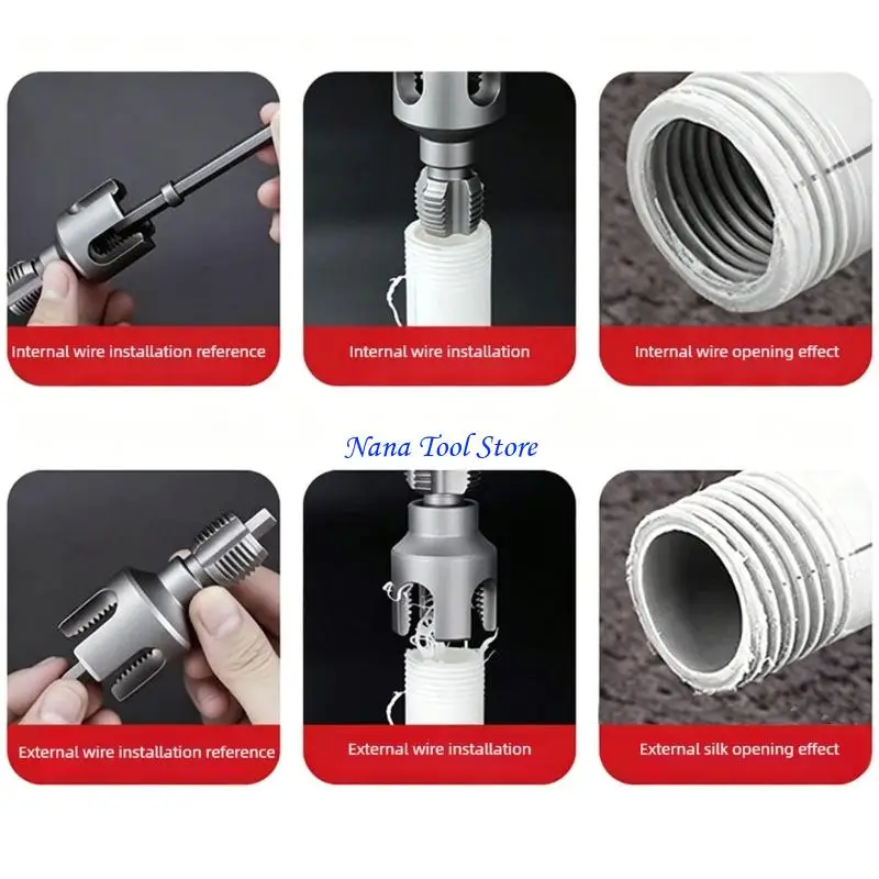 31GJ Strong Alloy Metal Pipe Thread Cutter Corrosion Resistant Threading Set Simple Operate for Plumbing Projects