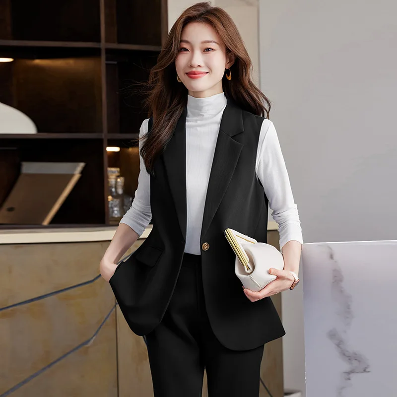 Suit Vest Suit Women's Spring and Autumn2023New Small Temperament Leisure Outer Wear Vest Jacket Business Suit