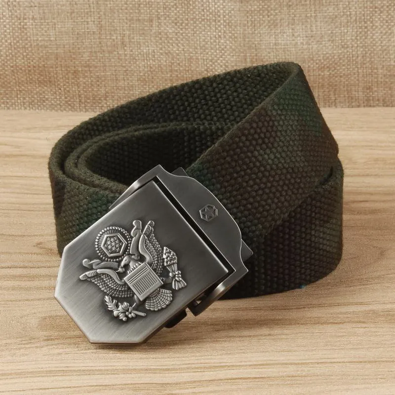 Fashion Mens Metal Slide Buckle Waist Belts Great Seal of the United States Canvas Outdoor Casual Unisex Jean Accessories Strap