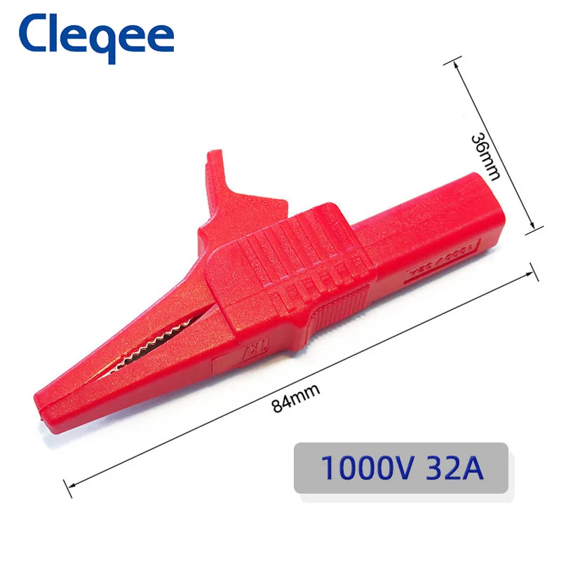 Cleqee P2003 10PCS Heavy Duty Alligator Clips with 4mm Banana Socket Insulated Crocodile Clamp Multimeter Test Clip 1000V 32A