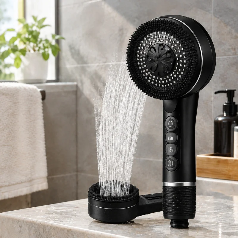 Adjustable Four-Mode Shower Head for Bathroom with Integrated Water Filter and Leak-Resistant Design