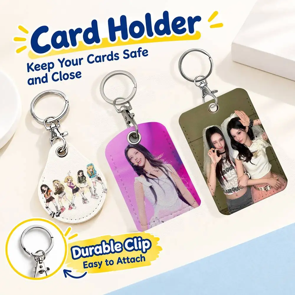 FOR I-ILLIT Card Holder Men And Womenn Universal Antirust Keychain Learther Access Drop Key Tag Ring