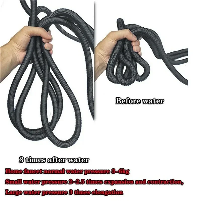 3X Retractable Magic Hose, High-Pressure Water Gun, Adjustable, Anti Twist Water Pipe, Used For Car Washing And Lawn Irrigation