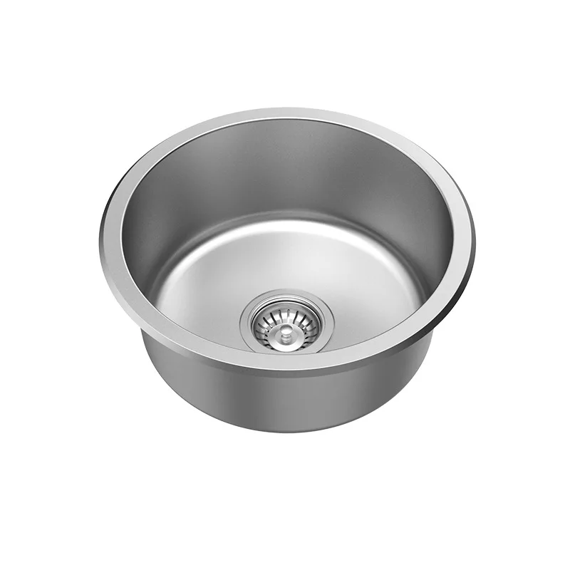 Kitchen 304 Stainless Steel Sink Single Sink Washing Basin round Small Thickened Balcony Mini Dishwashing Pool Single Basin