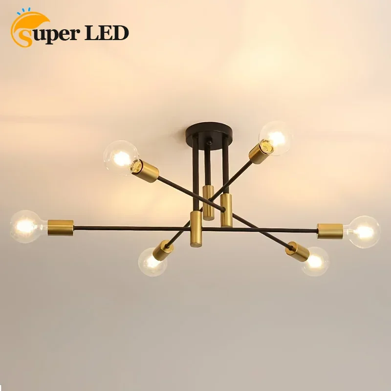 1pc Pendant Light 4/6 Heads Ceiling Light Modern Industrial Pendant Lamp E26/E27 Dining Room Bedroom Kitchen Black-Gold Fixtures