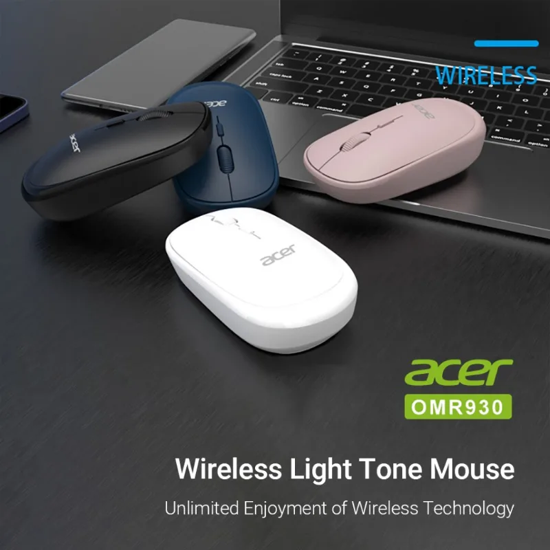 Acer USB 2.4G Wireless Mouse OMR930, Ergonomic Design, Soft Key, Precise Control, For Office/Learning/Gaming（No battery）