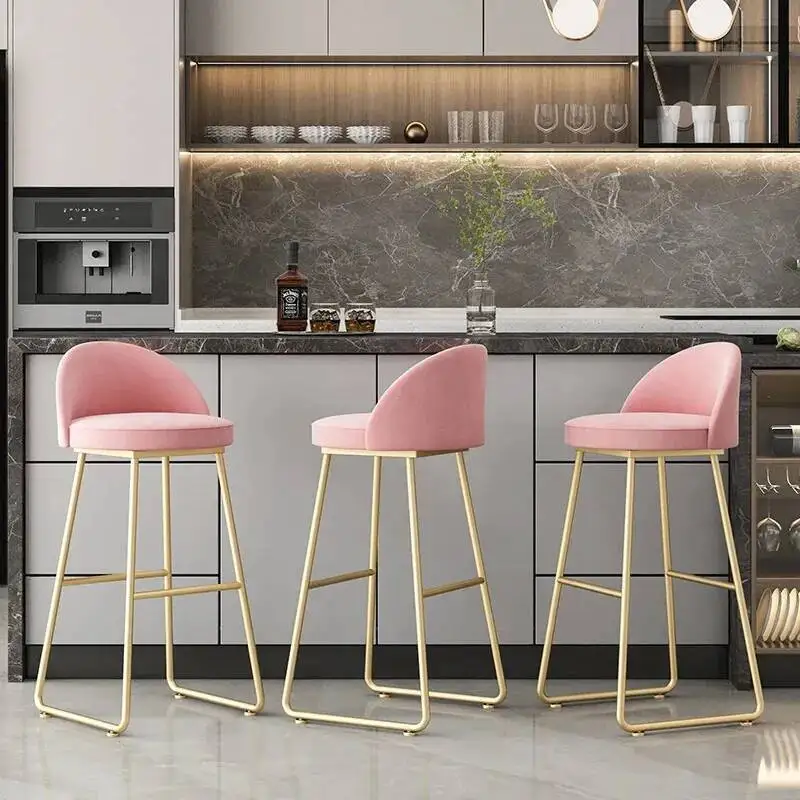 

High Bar Chair Kitchen Counter Metal Island Design Dinning Chairs Reception Minimalist Chaise De Bar Stuhl Furniture HD50BY