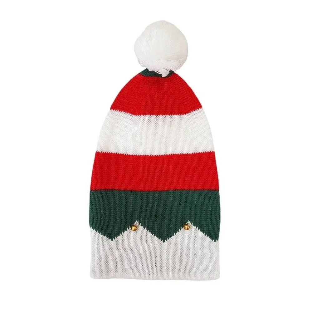 Geschenk Frohe Weihnachten Mütze Weihnachts-Strickmütze Warme Grün-Rote Santa-Mütze Plüschball Koreanischer Stil Wollmütze Frohes Neues Jahr – Detail 5