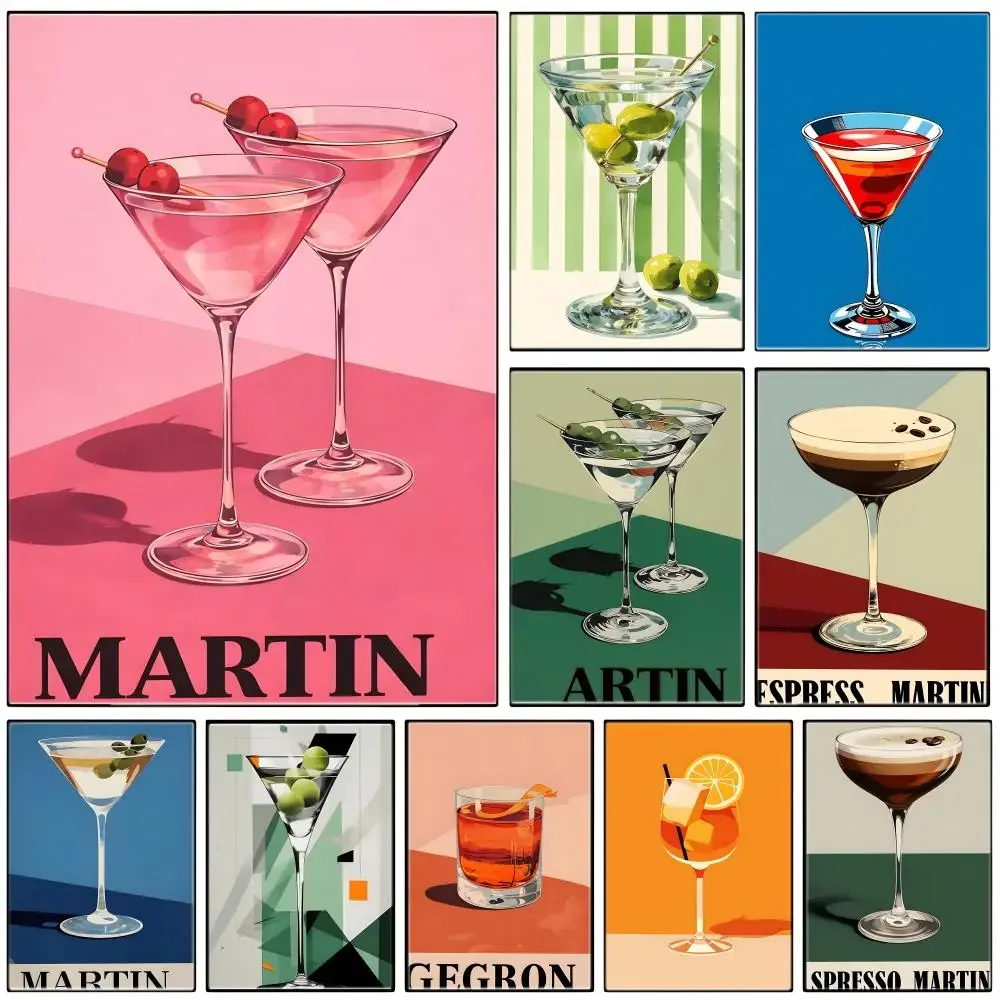 Artwork M-Mid Century Moderns Poster Self-adhesive Art Waterproof Paper Sticker Coffee House Bar Room Wall Decor