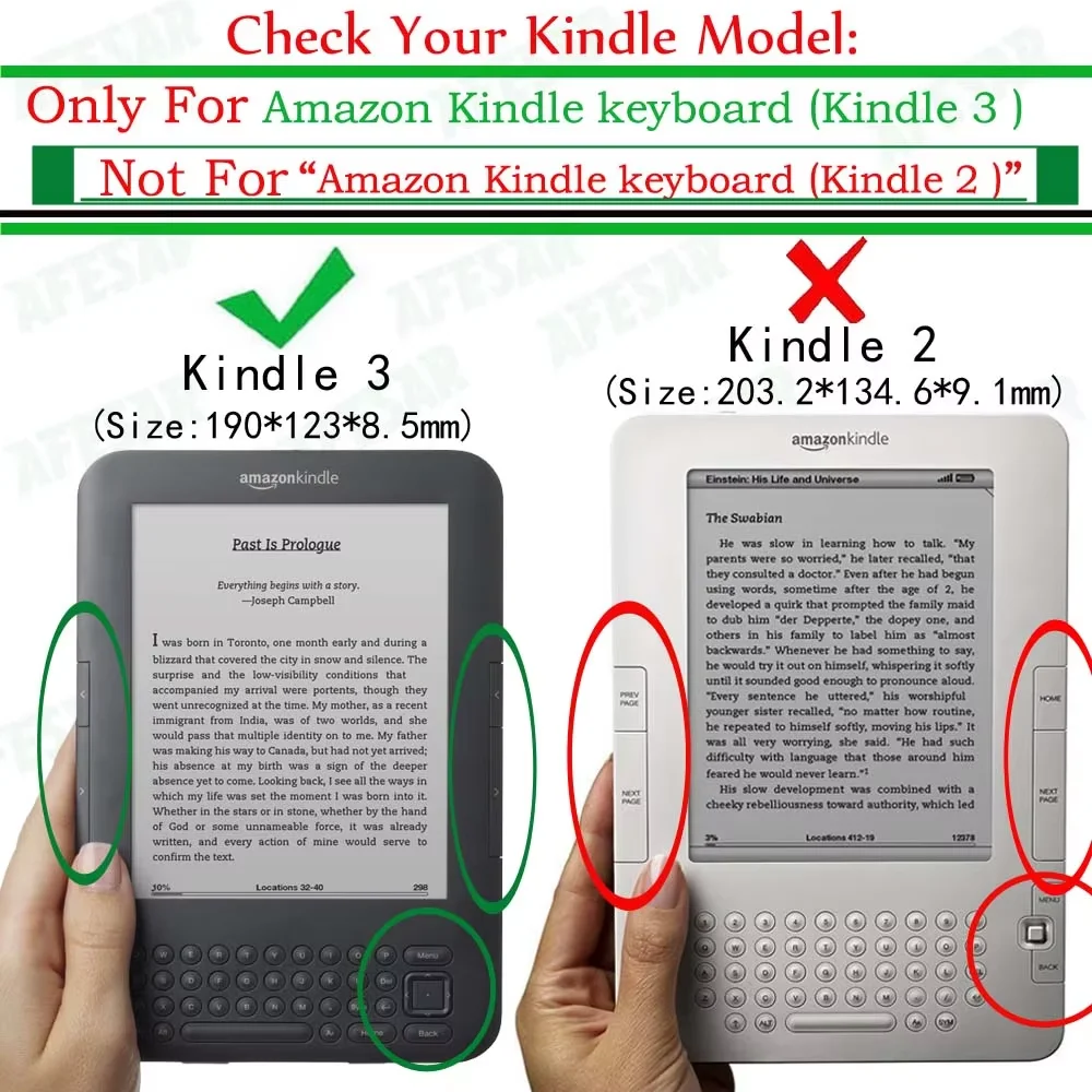 Case for 6” Amazon Kindle Keyboard 3rd Model D00901 E-Reader Folio Cover Ultra-Slim Anti-fall Leather Protection Shell