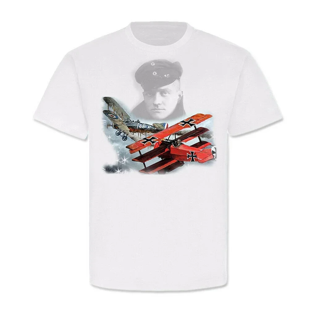 Fokker Dr 1 Triplane Red Baron Manfred Voneleihofen camiseta 100% algodón cuello redondo manga corta Casual camiseta para hombre talla S-3XL