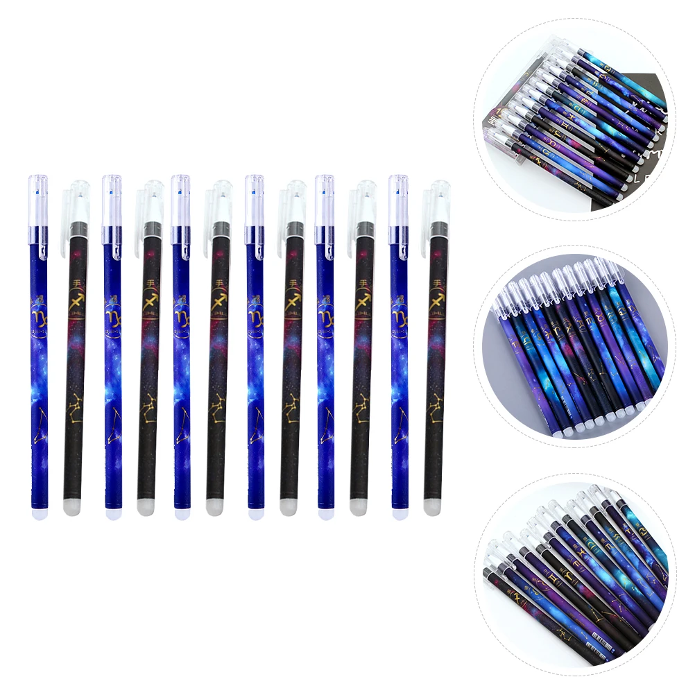 24pcs Neutral Student Gel Pen Heat Erasable Writing Pen Cartoon Constellation Design Durable Ink Pens For School Office