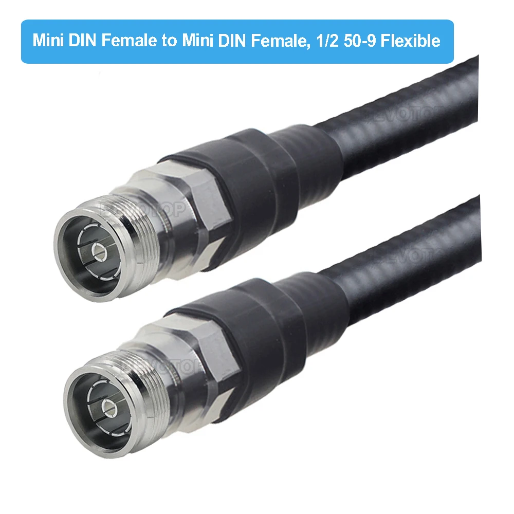 4.3-10 Mini DIN Female to Mini DIN Female Connectors 1/2 50-9 Super Flexible Feeder Cable RF Coax Jumper Pigtail Extension Cord