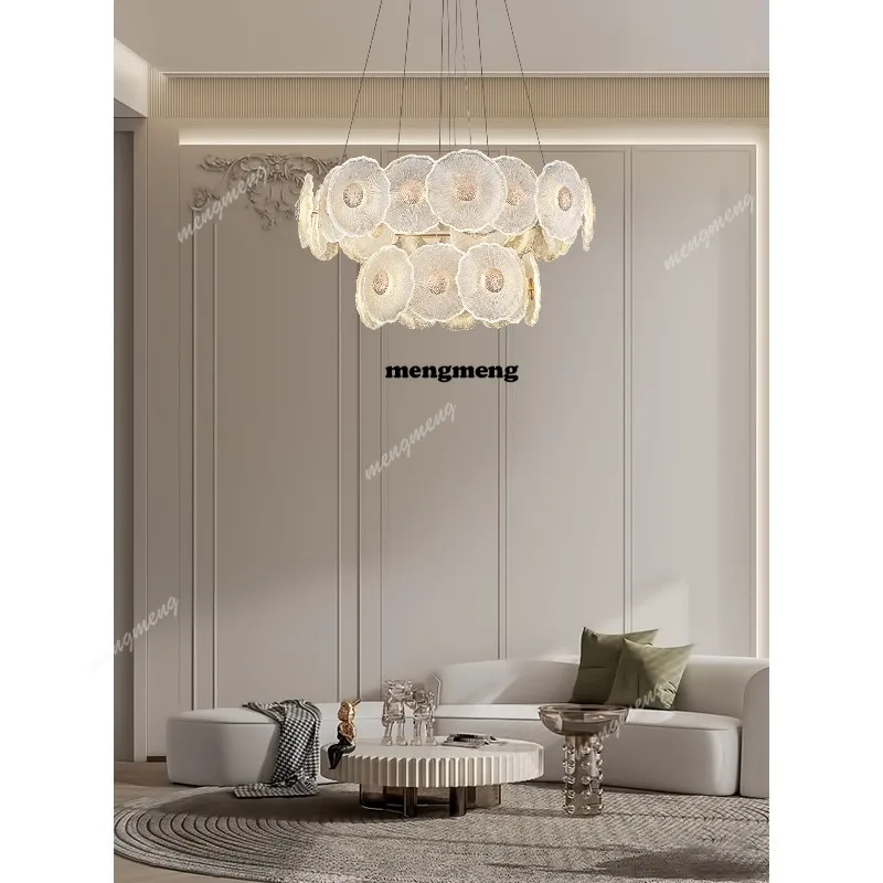 

French light luxury living room chandelier villa hall lamp designer glazed dining room bedroom lamp