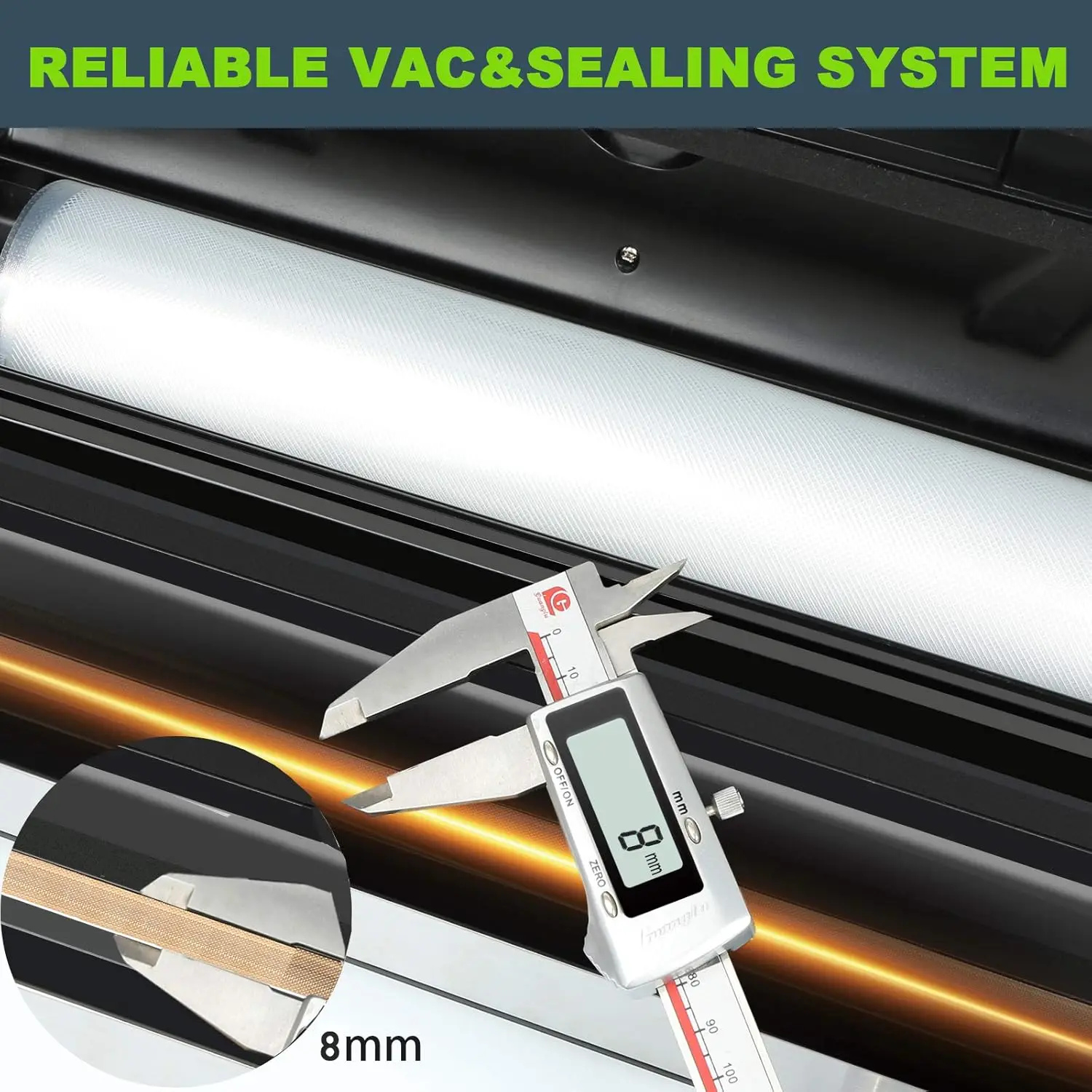 Vacuum Machine,Pro Food Sealer with Built-in Cutter and Bag Storage(Up to 20 Feet Length), Both Auto&Manual Options,2 Modes,Incl image 5