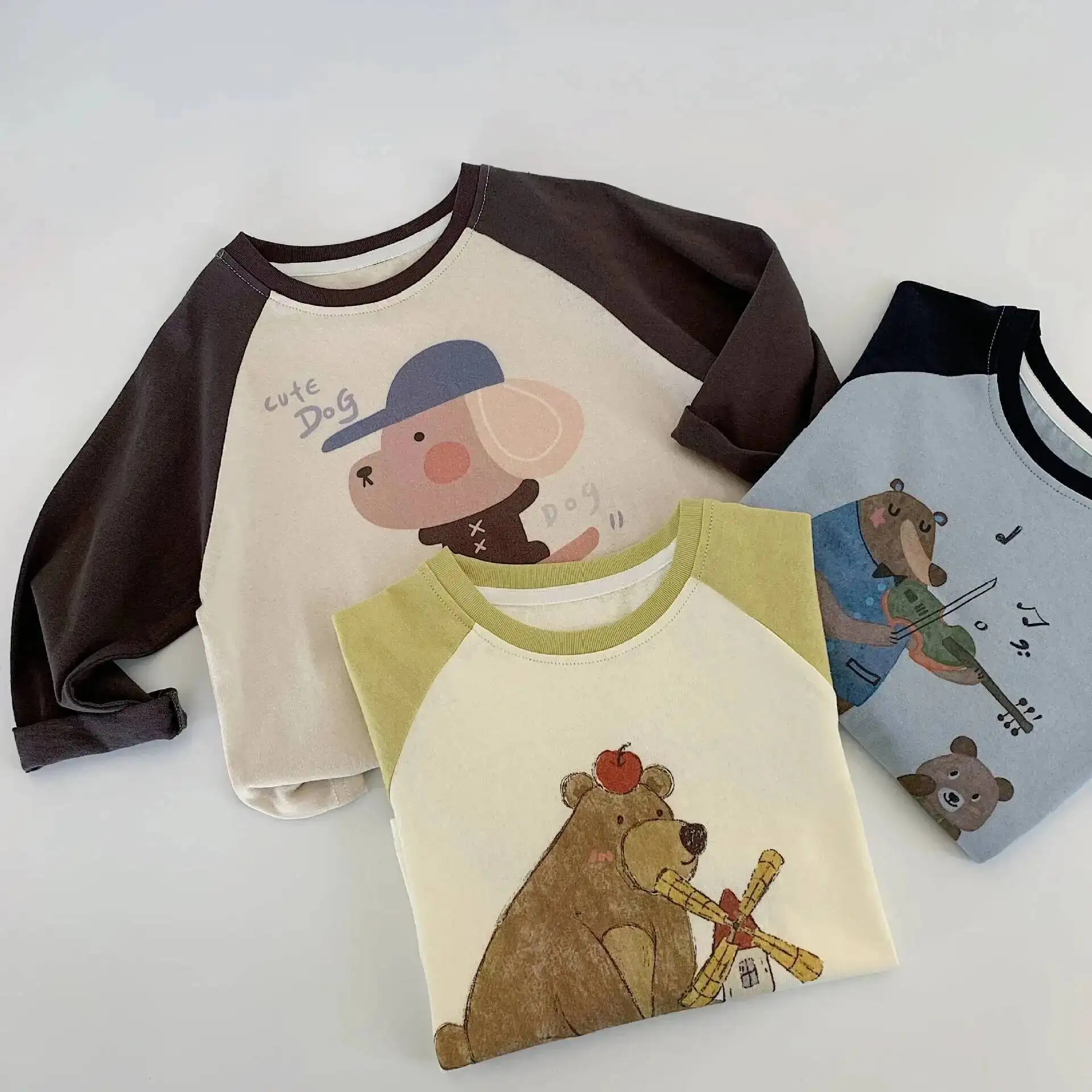 Frühling Herbst Kinder T-Shirts 2-10 Jahre Jungen Mädchen Baumwolle Patchwork Cartoon Langarm T-Shirts Kleinkind Oberteile Tees Kinderkleidung – Detail 1