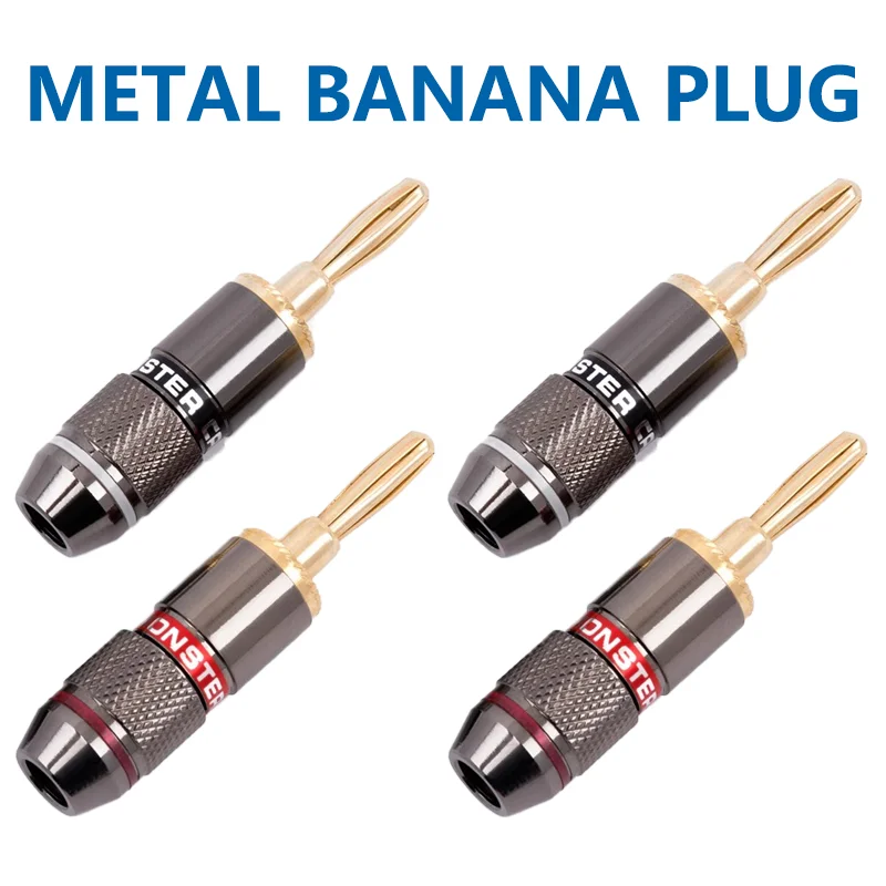 

10PCS 24K 4MM Gold-plated New HIFI BANANA PLUGS Banana Connector with Screw Lock For Audio Jack Speaker Plugs Gun Metal