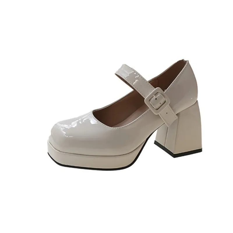 Lady Mary Jane Shoes 2024 New Square Toe Platform Women High Heels Big Size 35-44 Women\'s Chunky Heels Non-slip Pumps