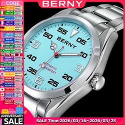 BERNY 20ATM Men Mechanical Watch NH35 Automatic Watches Luminous Sapphire Waterproof Wristwatch Luxury Automatic Watch for Men