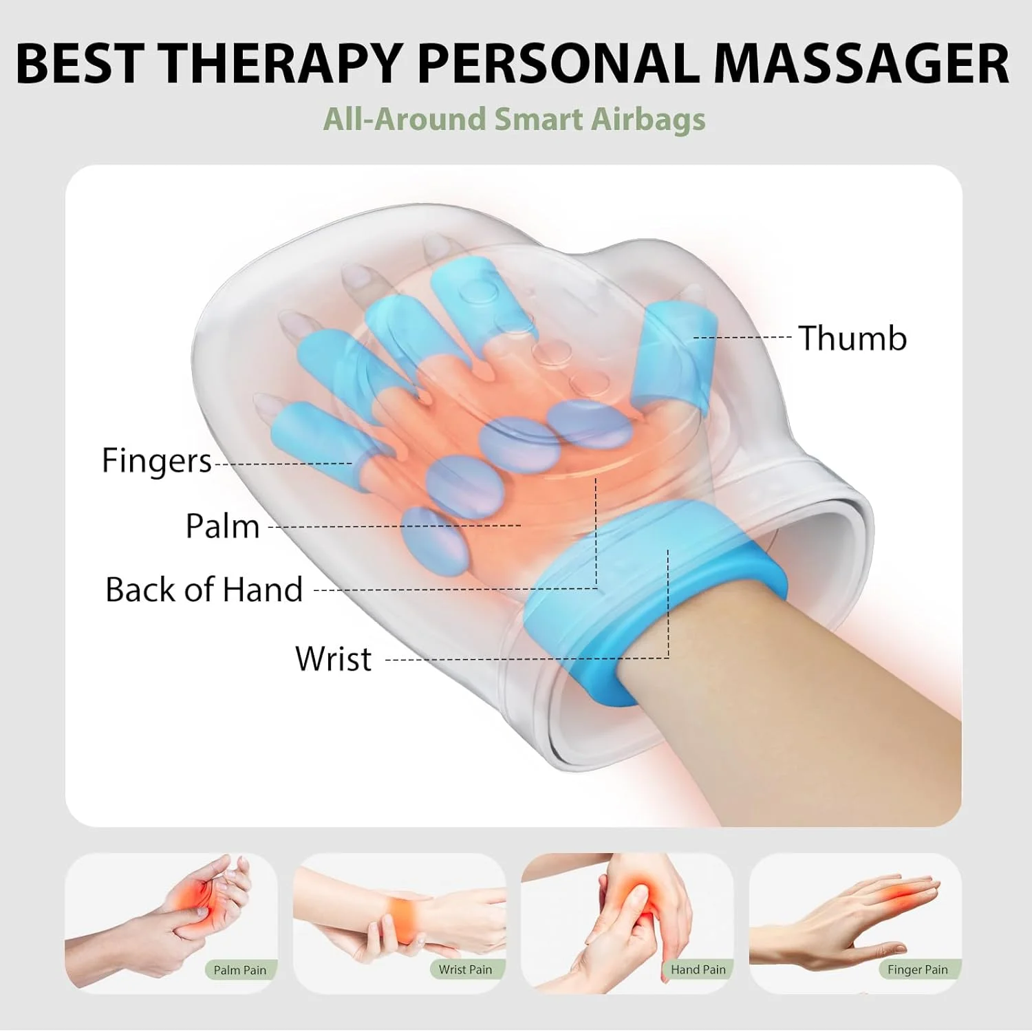 

Smart electric air pressure hand massager home heat therapy kneading finger joint palm massager