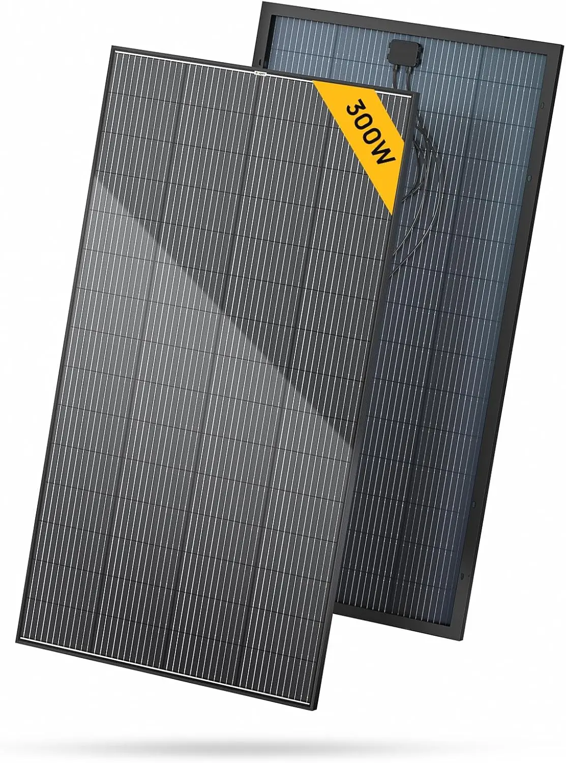 Bougerv Bifacial 300 Watts 12Bb Mono Solar Panel, 23% High-Efficiency All Black Design Mono Technology Work With 12 Volts