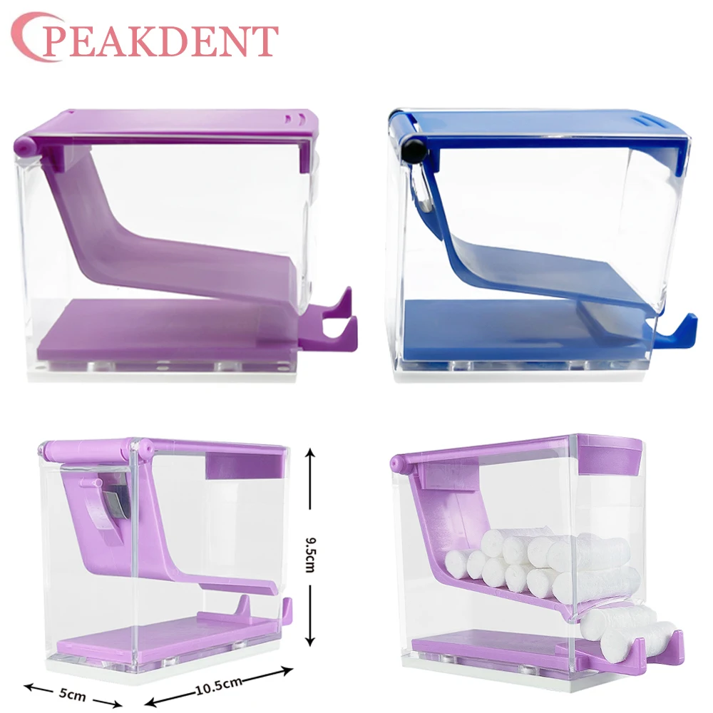 

Dentist Cotton Roll Dispenser Holder Dentistry Organizer Accessories Odo Dental White Blue Color Press Type Box Swab Storage Box