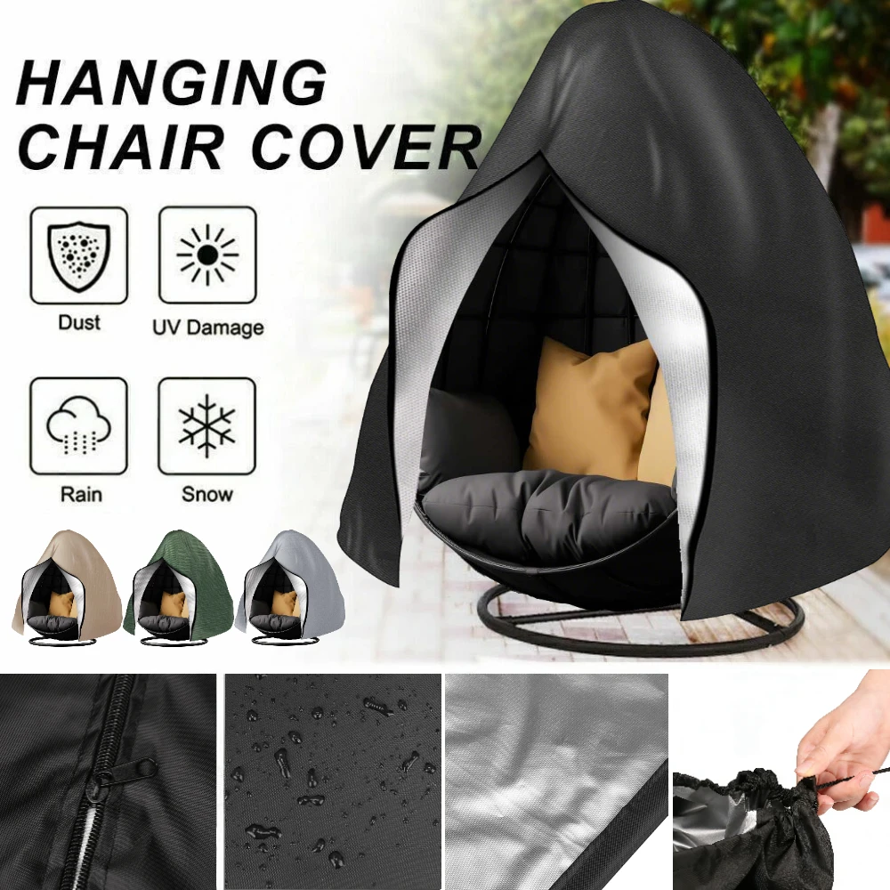 Patio Hanging Egg Chair Cover Waterproof Windproof Single/Double Seat Slipcover Garden Dust Protection With Zipper Storage Bag