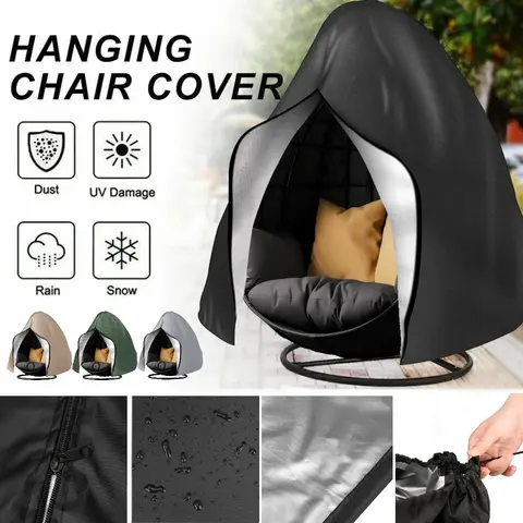 Patio Hanging Egg Chair Cover Waterproof Windproof Single/Double Seat Slipcover Garden Dust Protection With Zipper Storage Bag