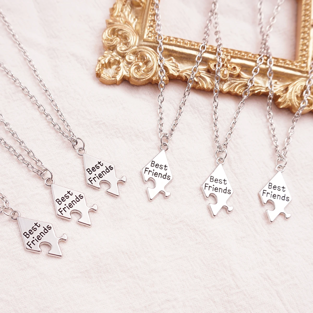 6 Pcs/Set Best Friend Pendant Necklace For Women Friendship Necklace Alloy Pendant Bff Friendship Jewelry Accessories Gift