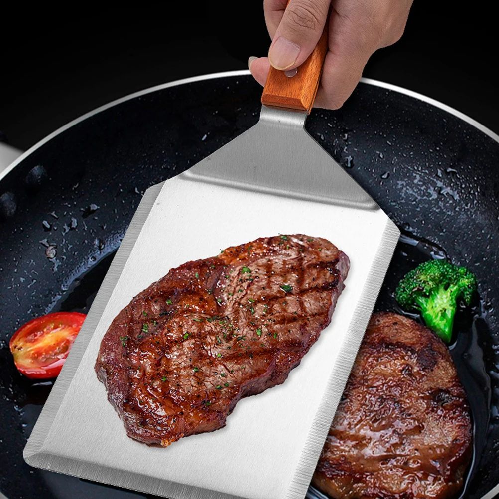 

2Pcs Stainless Steel Cooking Spatula Large Flat Pancake Shovel Household Frying Tool Heat Resistant Kitchen Utensil Set