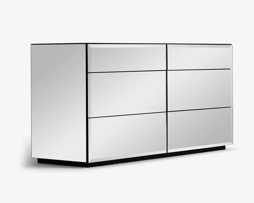 

#For Living Room Furniture 6 Drawer Cabinet Sideboard Full Mirrored Dresser for Bedroom Hotel