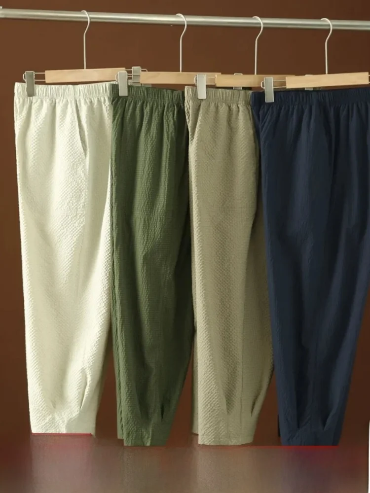 

Comfortable Bubble Cotton Cooling Lightweight Men's Casual Faionable Ci Long Pants Air Conditioning Sun Protection Pants